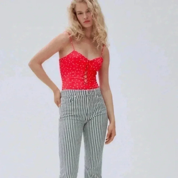 NWOT ZARA SATIN EFFECT STAR  BODYSUIT XS - Picture 1 of 9